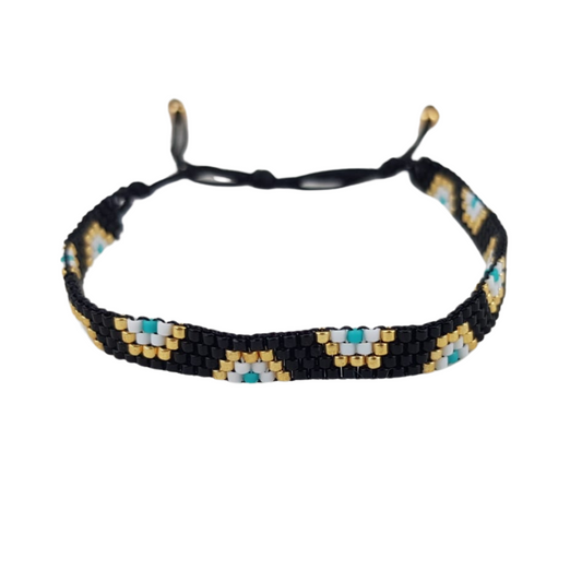 Pulsera ajustable, elaborada a mano con cristales miyuki