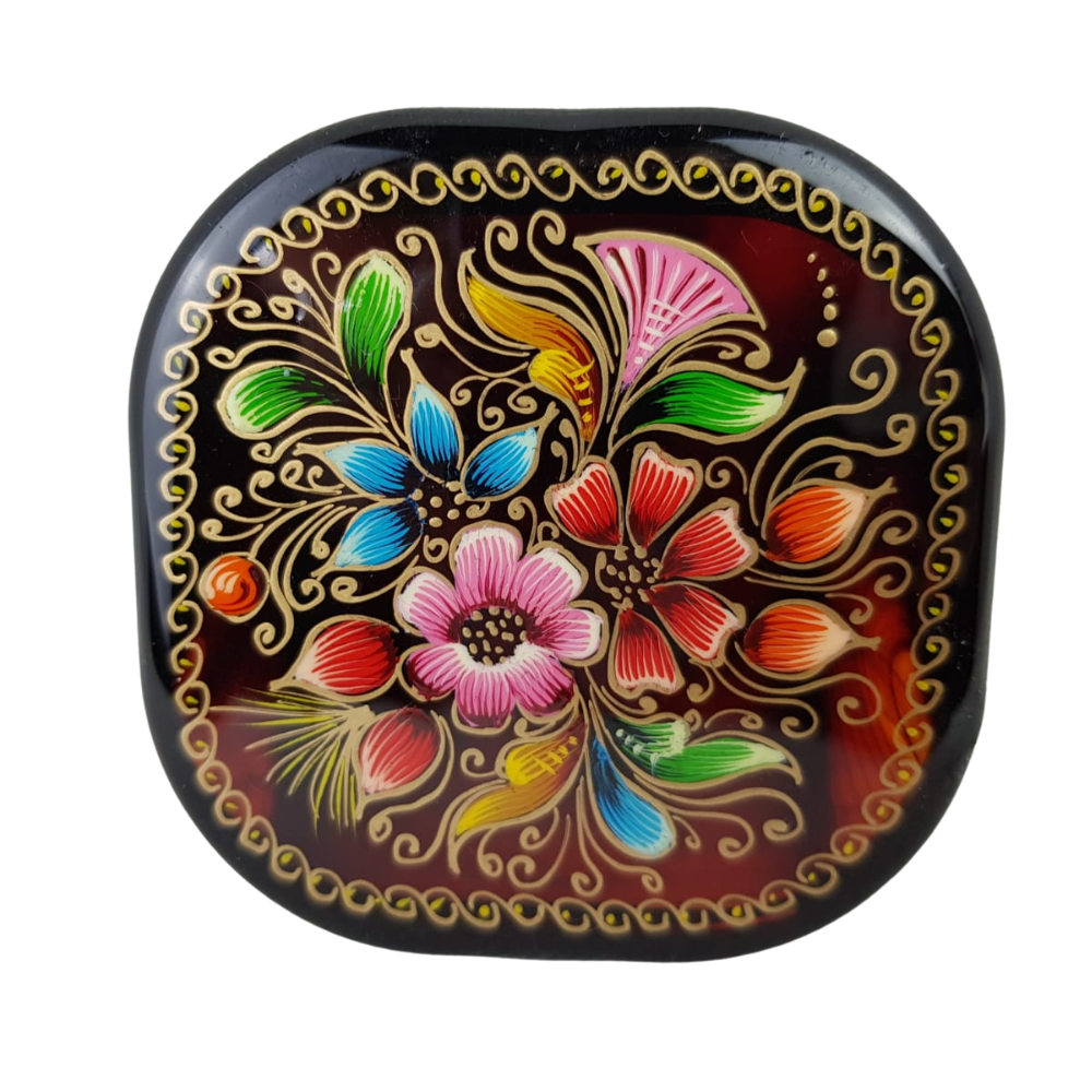 Espejo de bolsillo decorado con mariposas y flores