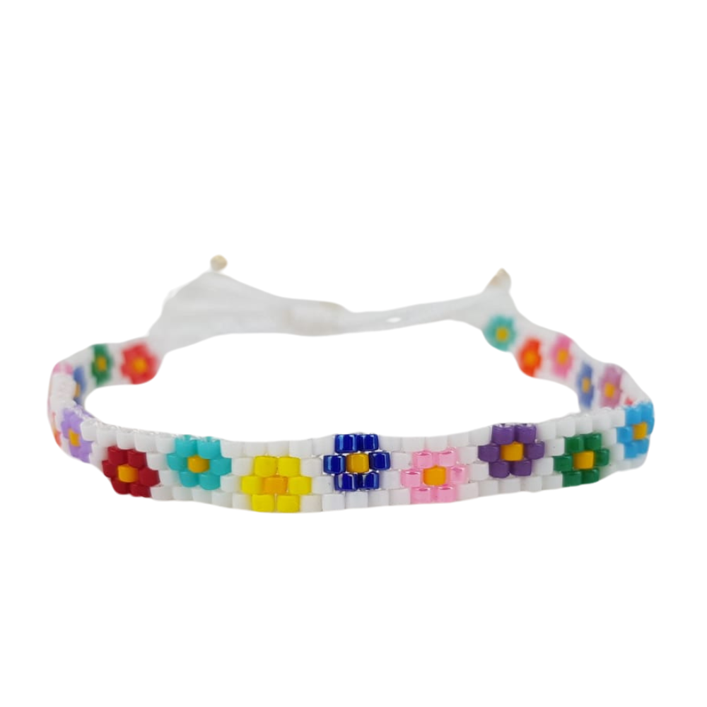 Pulsera ajustable, elaborada a mano con cristales miyuki