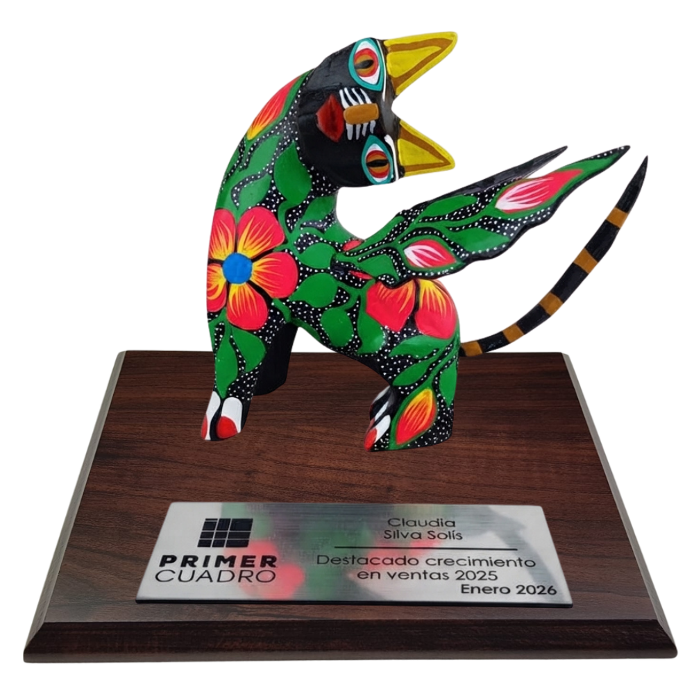 Trofeo Gato Alebrije Talla Madera Zapoteca | Obra de Autor