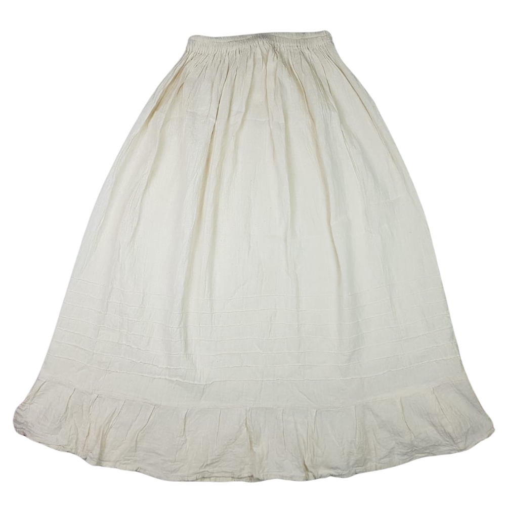 Falda Bertha, de manta teñida o natural, hecha en Oaxaca