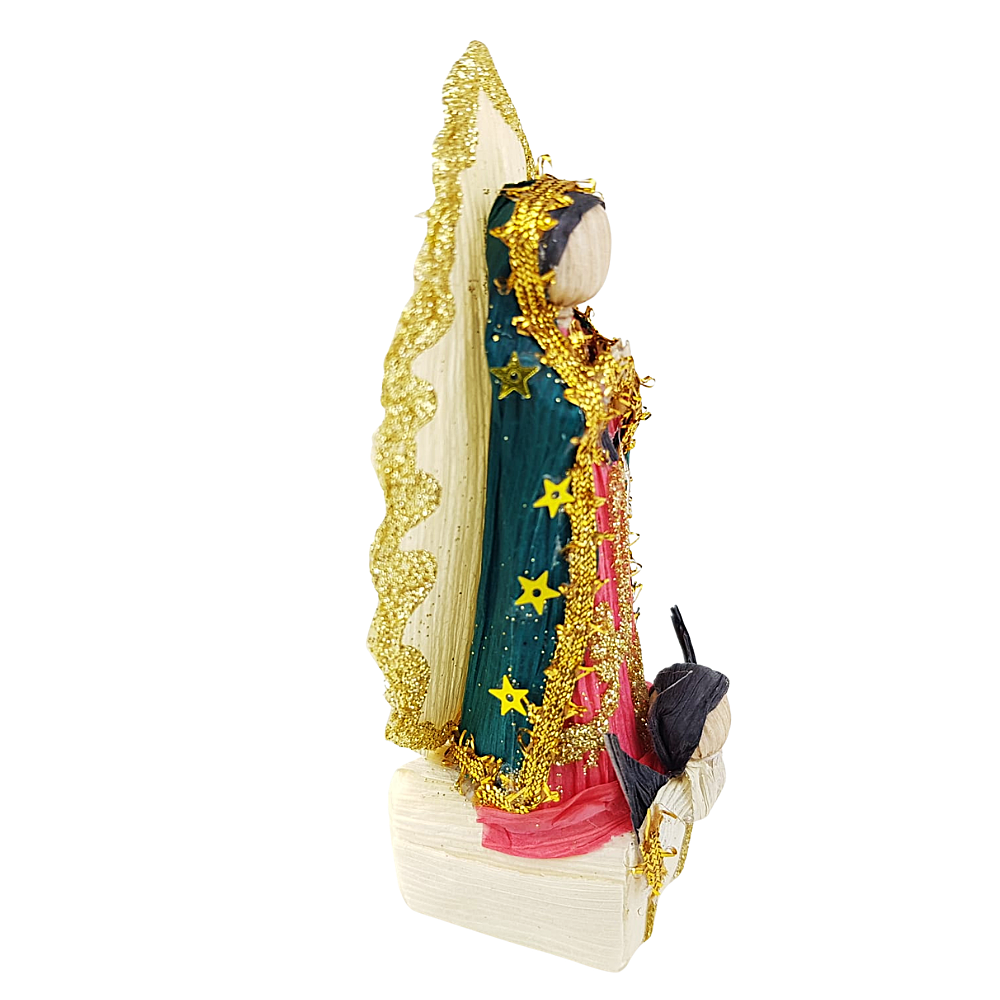 Virgen de Guadalupe mini elaborada de totomoxtle, hoja de maíz