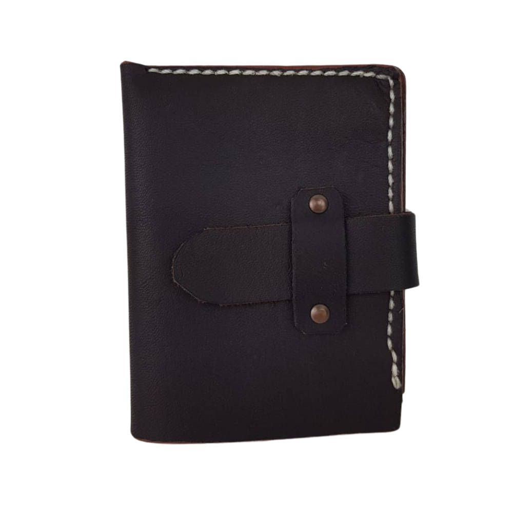 Cartera rústica de piel costurada a mano