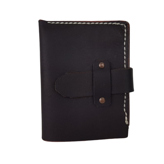 Cartera rústica de piel costurada a mano