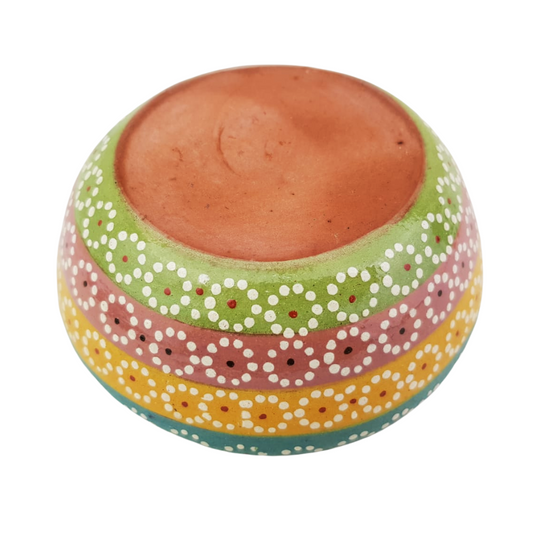 Plato mini para postre, de barro capulineado, moldeado y decorado a mano