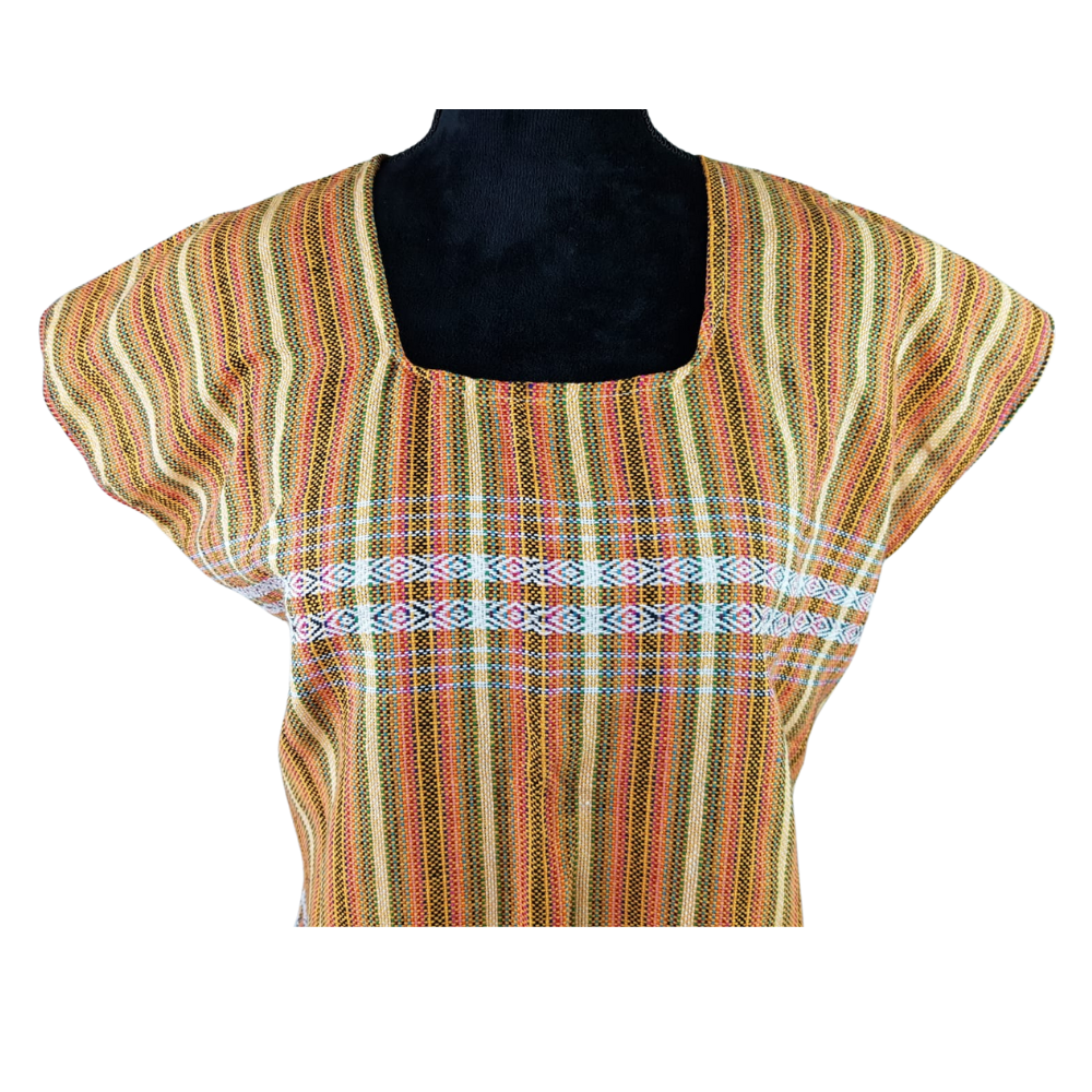 Blusa rayada, prenda fresca de algodón hecha en telar de pedal