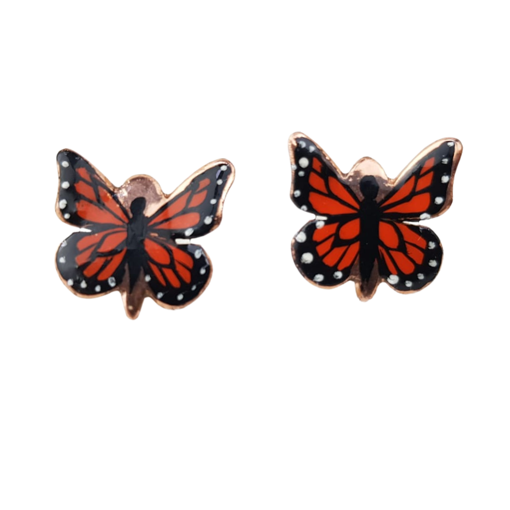 Arete de cobre chico con forma de mariposa