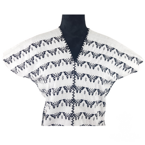 Blusa tipo huipil elaborado en San Juan Cotzocón, Oaxaca