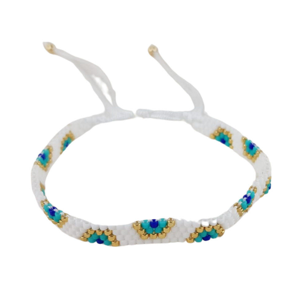 Pulsera ajustable, elaborada a mano con cristales miyuki