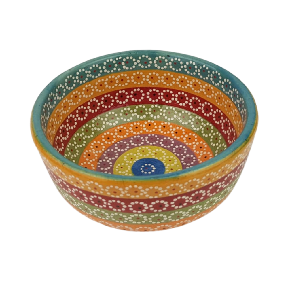 Plato para postre, de barro capulineado, moldeado y decorado a mano