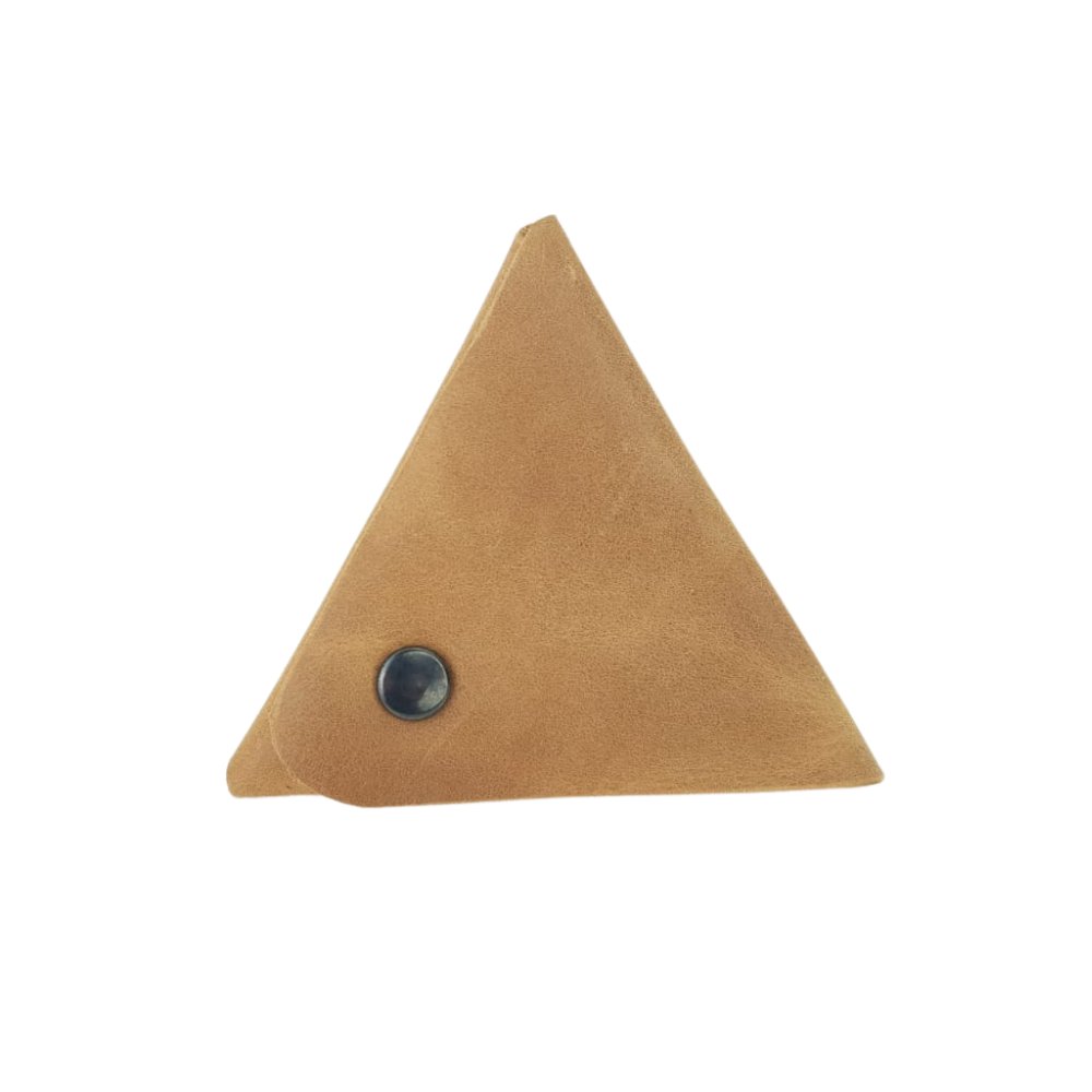 Monedero triangular de piel con broche