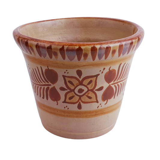 Maceta de barro canelo, hecha en Tonalá, Jalisco