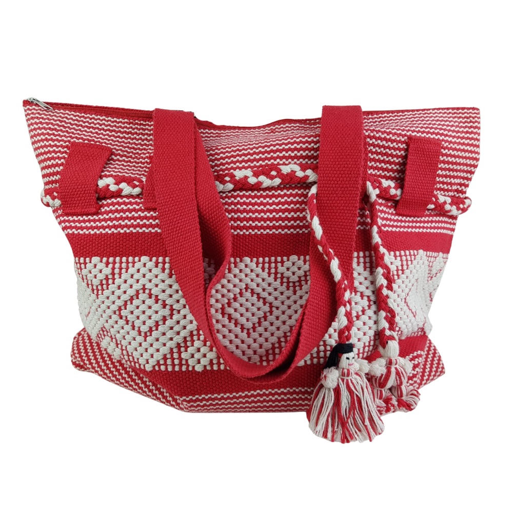 Bolsa de algodón tamaño grande elaborada en telar de cintura en Jalieza