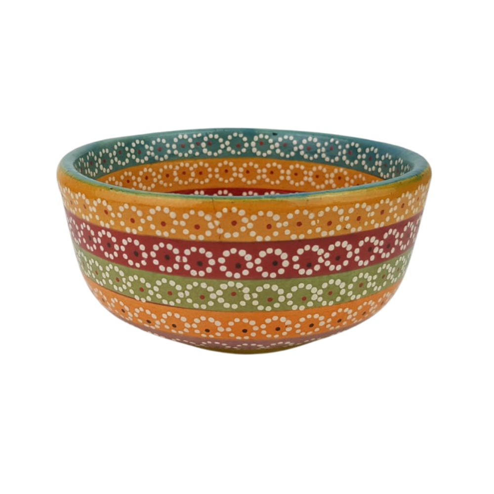 Plato para postre, de barro capulineado, moldeado y decorado a mano