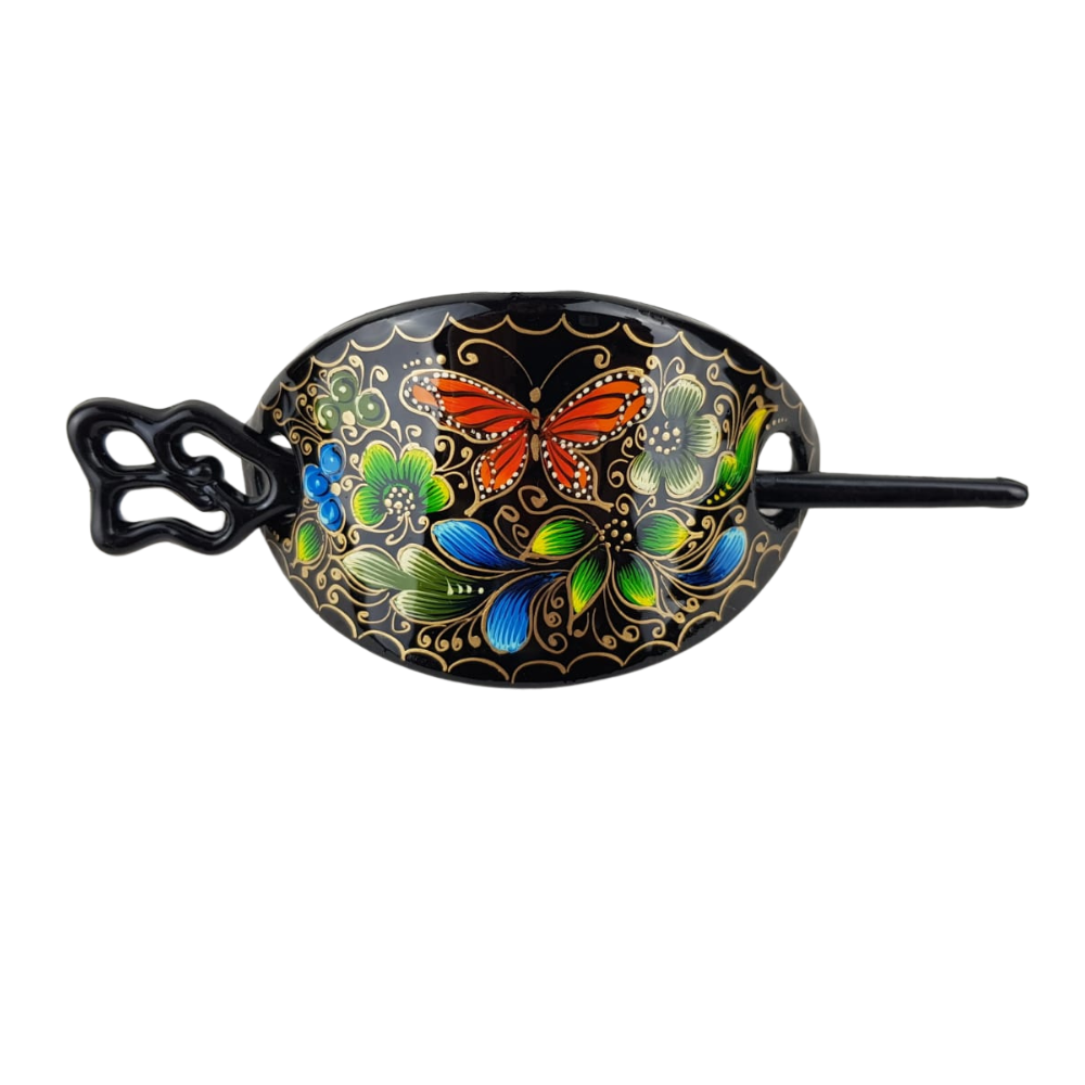 Chonguera para cabello, hecho en plástico, decorado con mariposas y flores