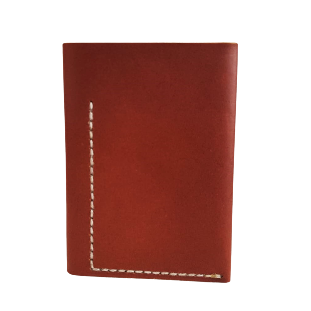 Tarjetero de piel costurado a mano con y sin broche