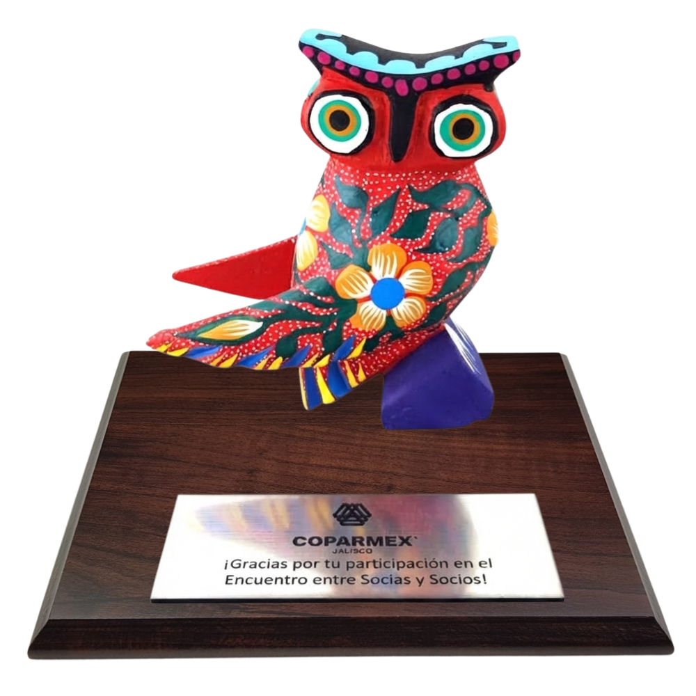 Trofeo Búho Alebrije Talla en Madera Oaxaca | Arte Mexicano