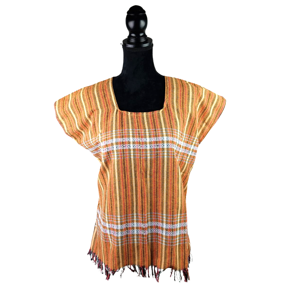 Blusa rayada, prenda fresca de algodón hecha en telar de pedal