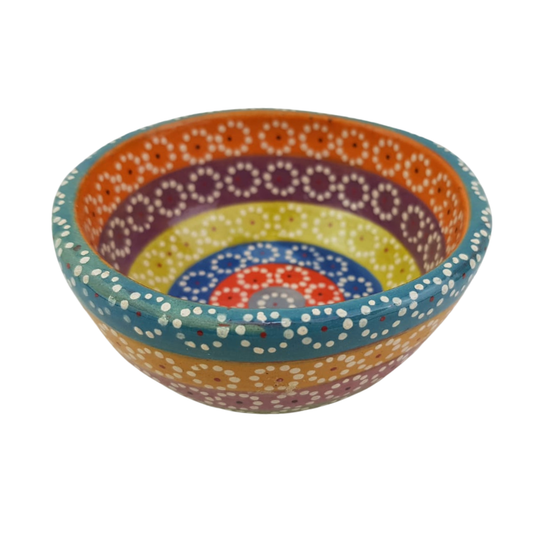 Plato mini para postre, de barro capulineado, moldeado y decorado a mano