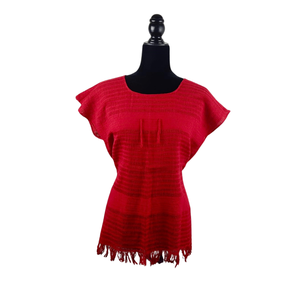 Blusa fresca de algodón hecha en telar de pedal, en Oaxaca