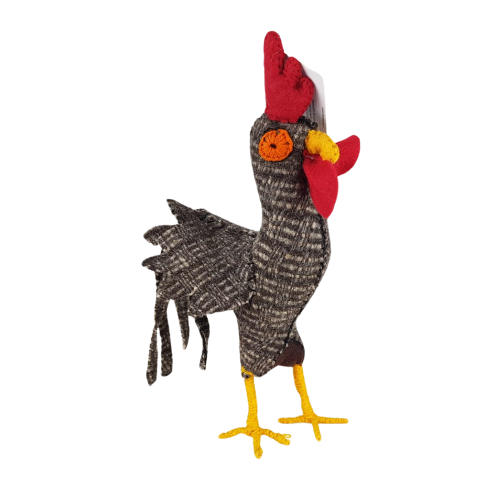 Animalito de lana, peluche gallo artesanal bordado a mano en Chiapas