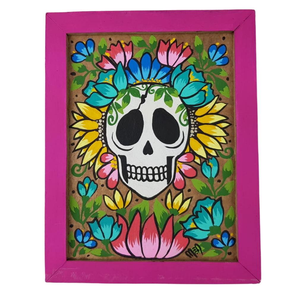 Cuadro amate pintado a mano elaborado de papel maché en Guadalajara, Jalisco