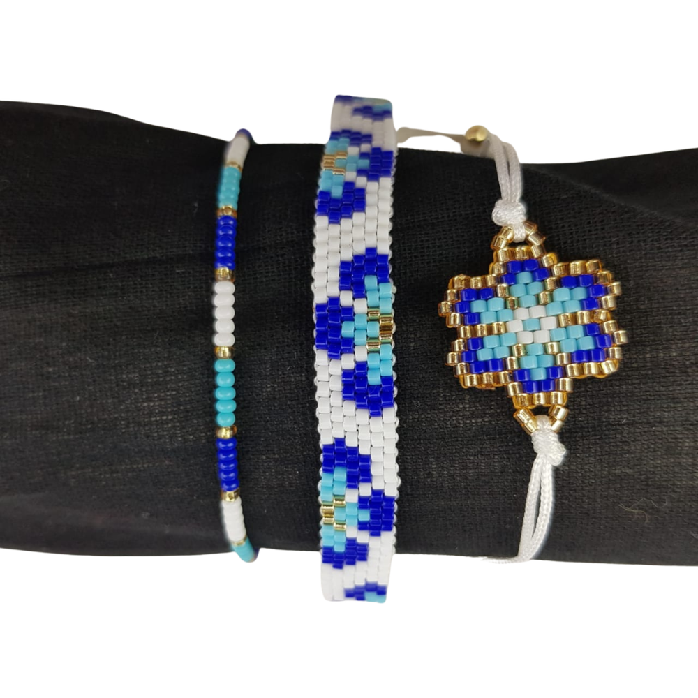 Pulsera ajustable en juego, de cristal miyuki