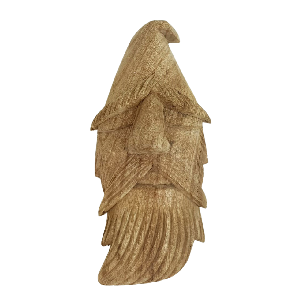 Rostro de monje de madera tallado a mano