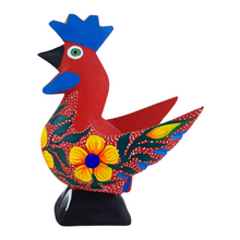 Cargar imagen en el visor de la galería, Alebrije oaxaqueño mediano, con forma de gallo, de madera de copal
