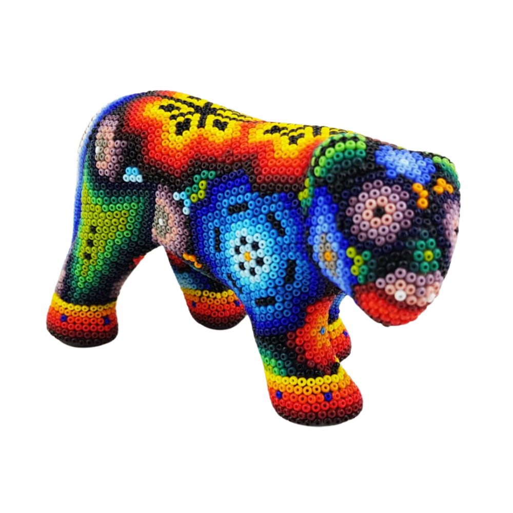 Jaguar wixárica hecho de papel maché