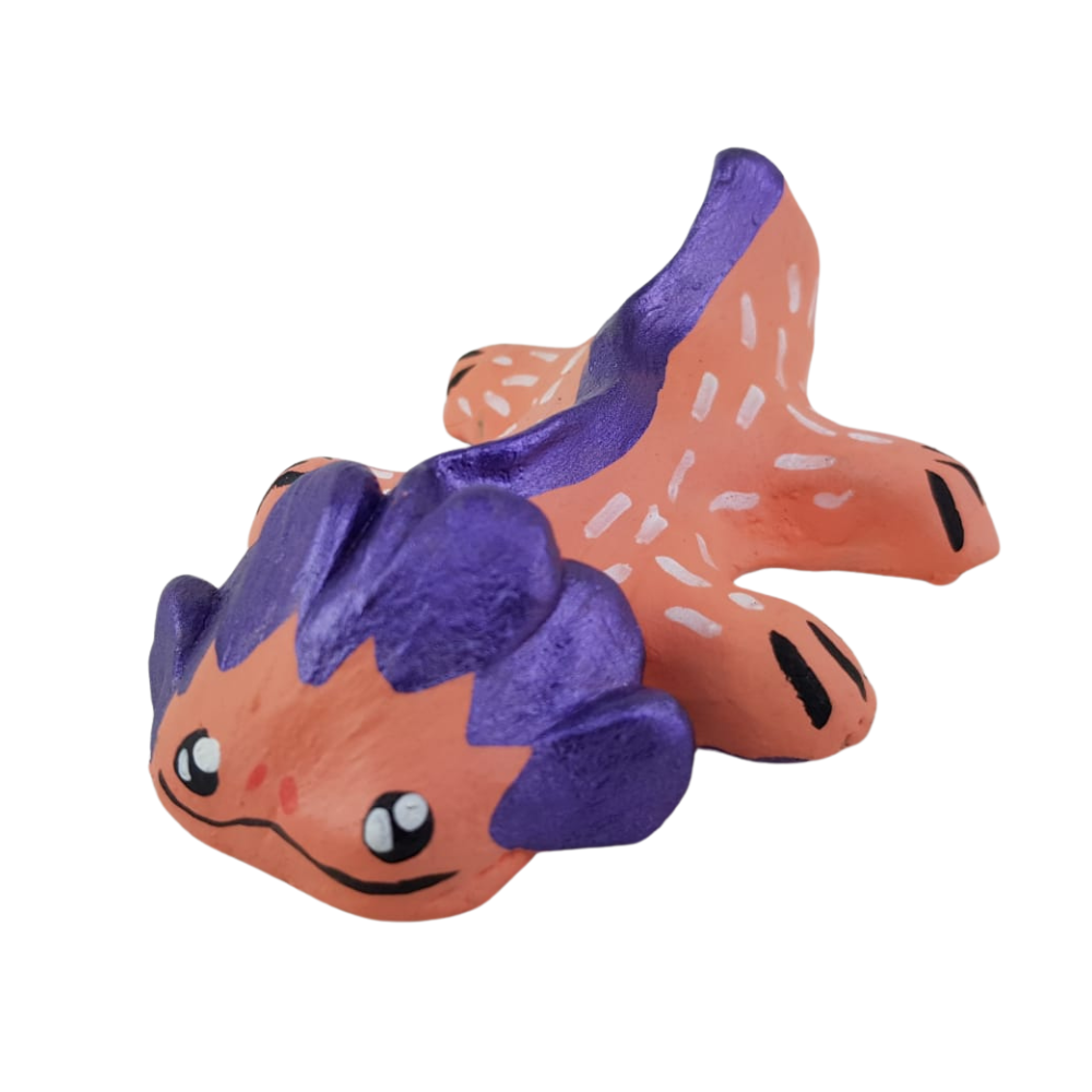 Ajolote elaborado con la técnica de barro policromado