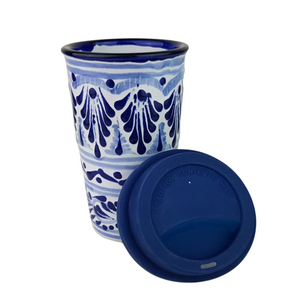 Vaso de talavera poblana con tapa