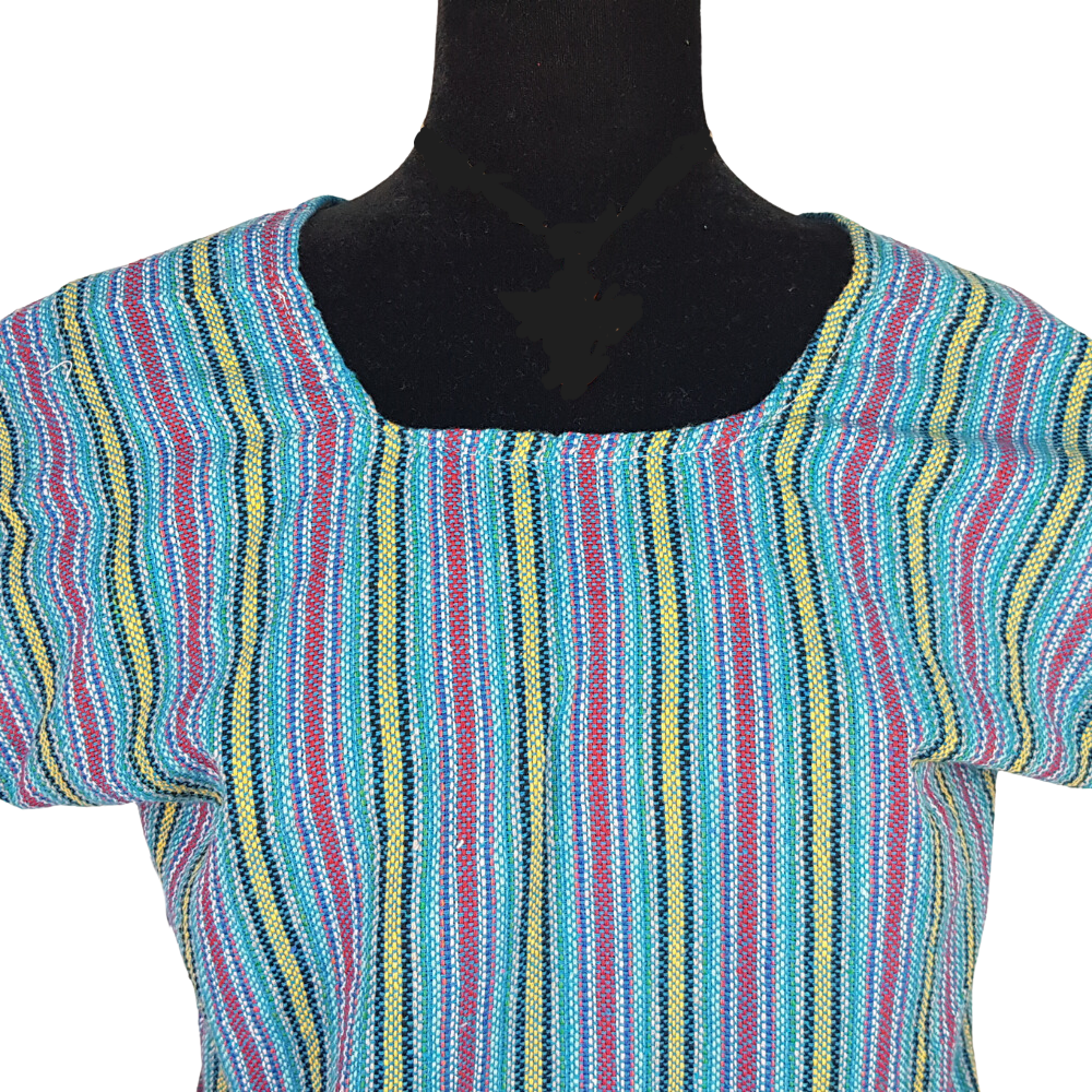 Blusa rayada, prenda fresca de algodón hecha en telar de pedal