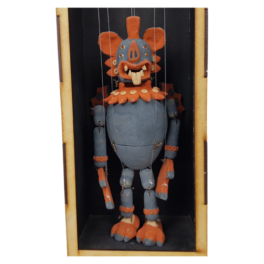 Títere de barro del dios prehispánico murciélago Camazotz, deidad de los aztecas y los mayas