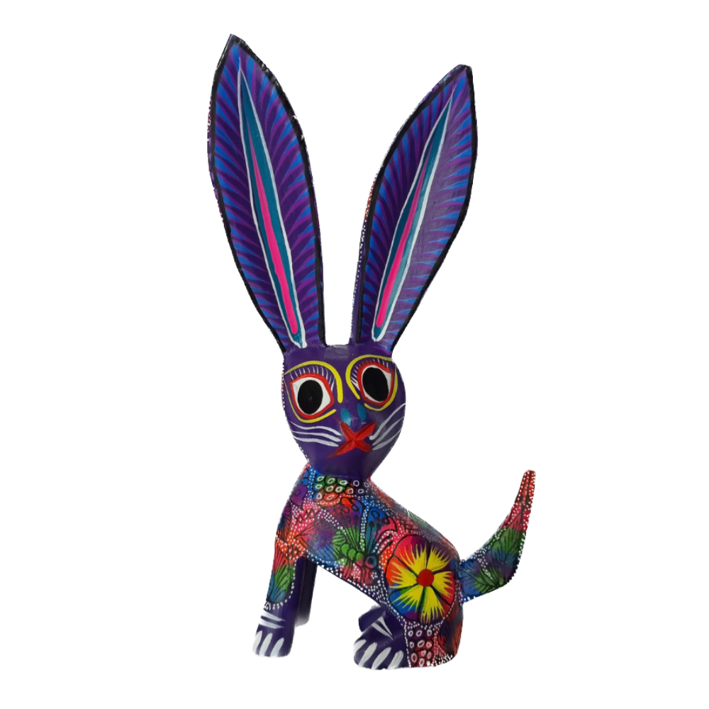 Alebrije conejo orejón tallado en madera copal