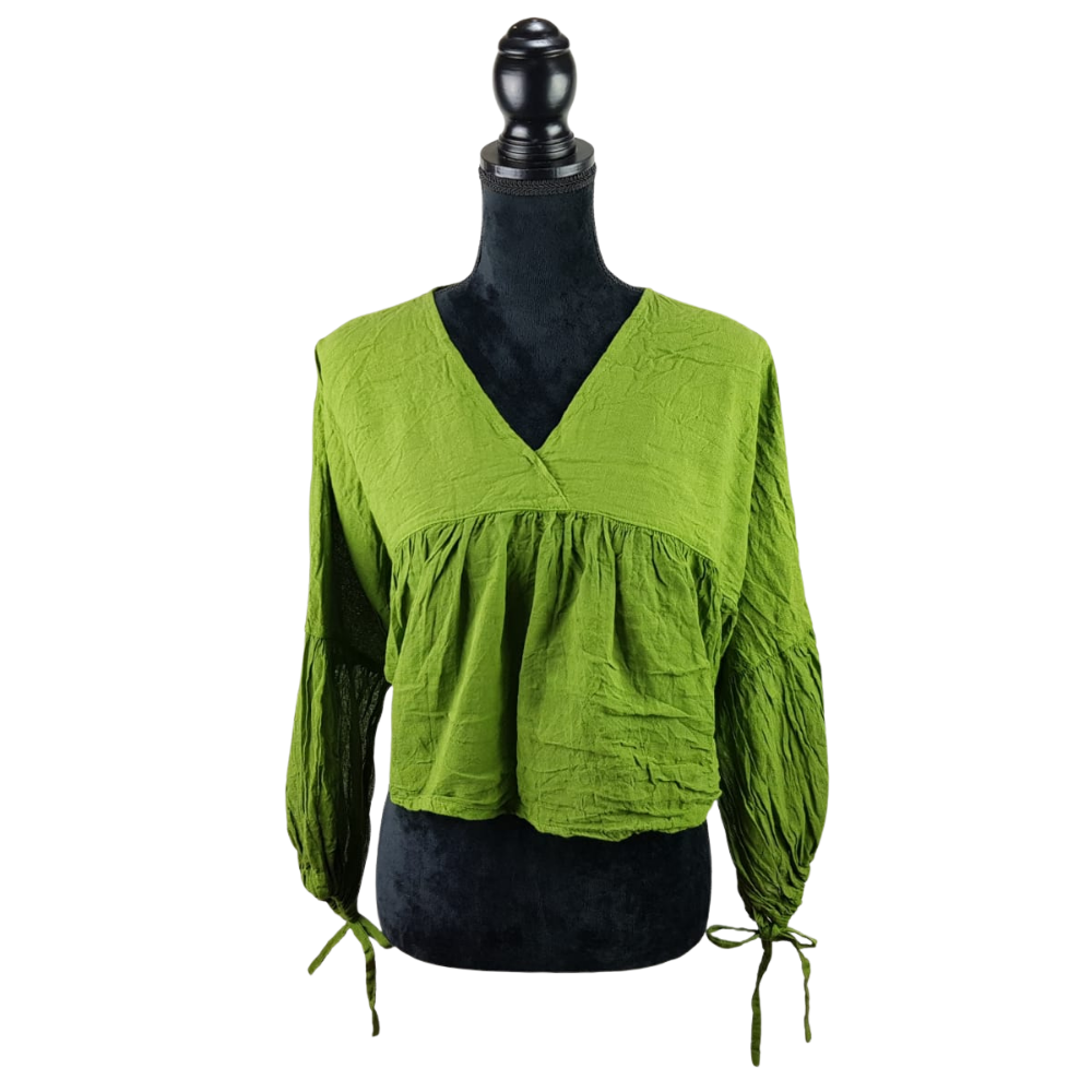 Blusa mariposa de manta con corte suelto, hecha en Oaxaca