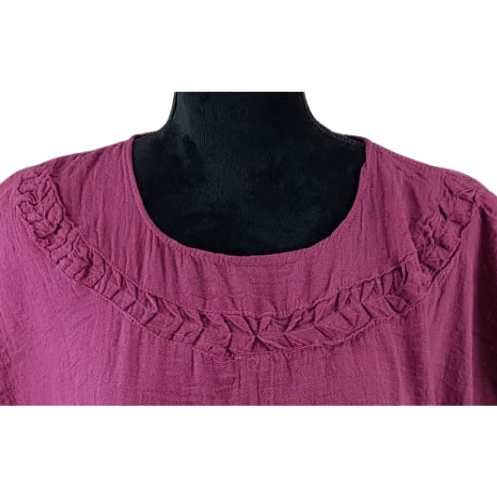 Blusa mariposa de manta con corte suelto, hecha en Oaxaca