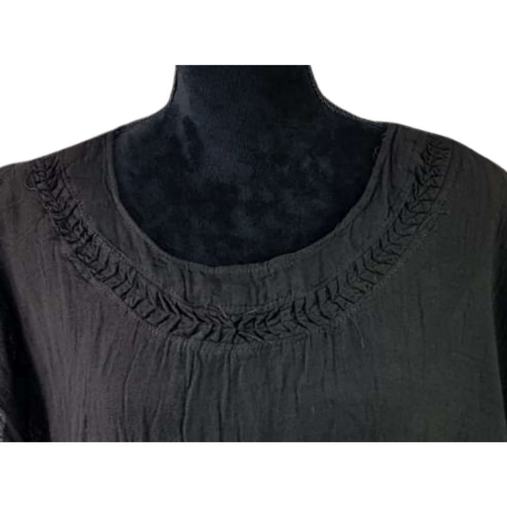 Blusa mariposa de manta con corte suelto, hecha en Oaxaca