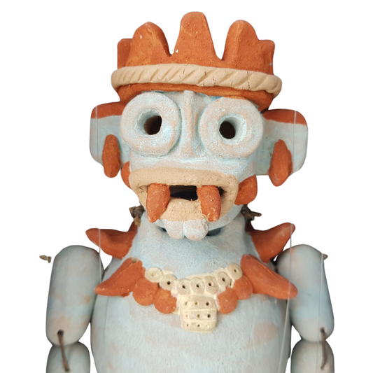 Títere de barro del dios prehispánico de la lluvia Tlaloc, deidad Azteca