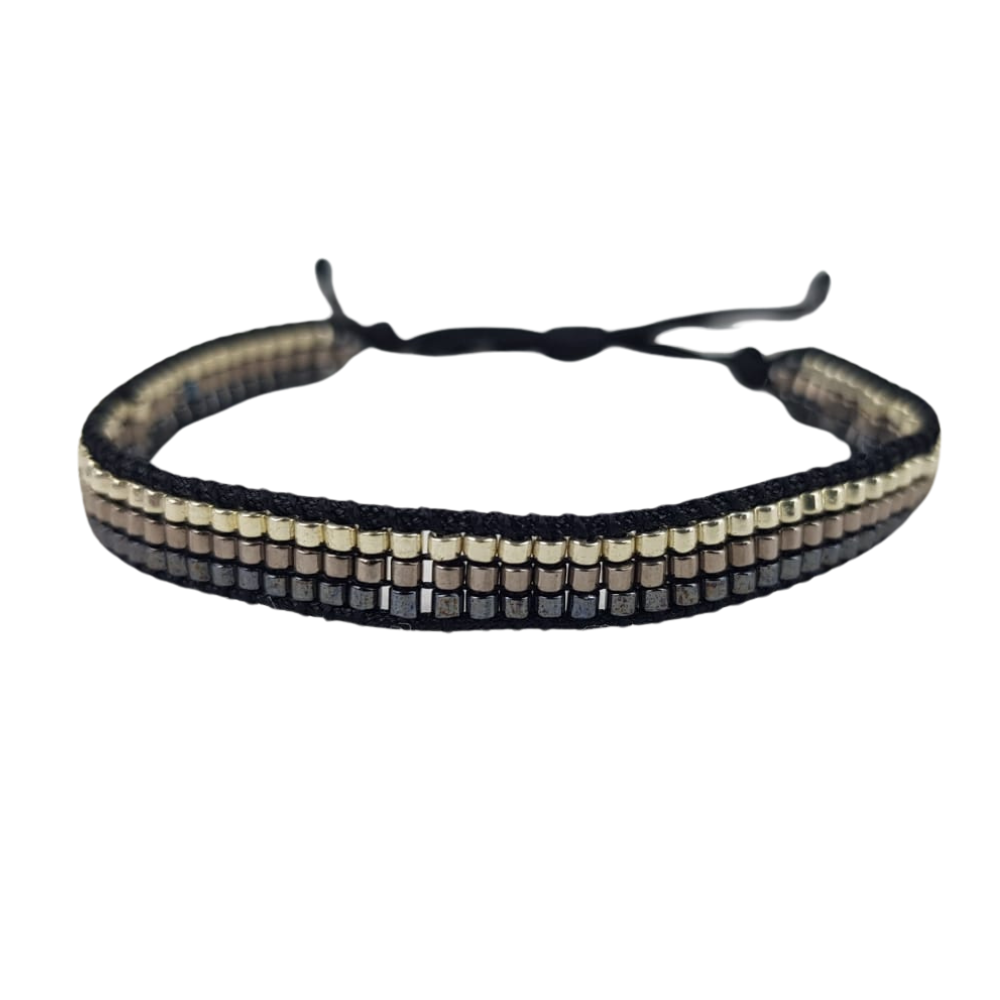 Pulsera ajustable, elaborada a mano con cristales miyuki