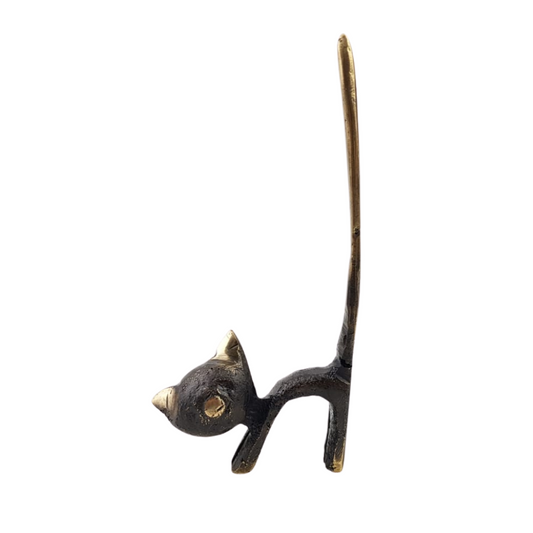 Gato porta anillos, de cobre fundido