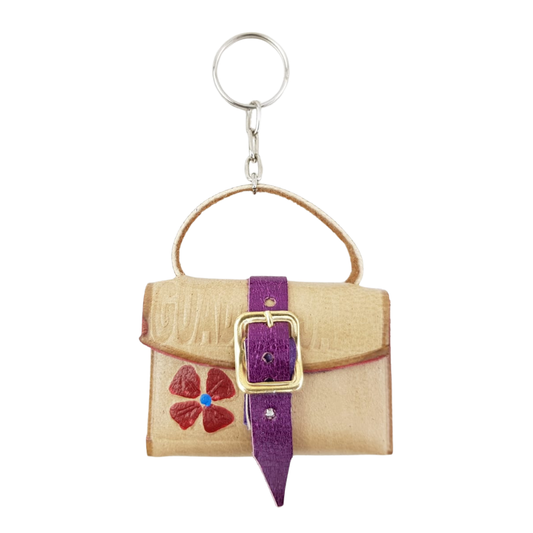 Llavero Guadalajara de piel mini en forma de bolsa, monedero, huarache, morral y sombrero