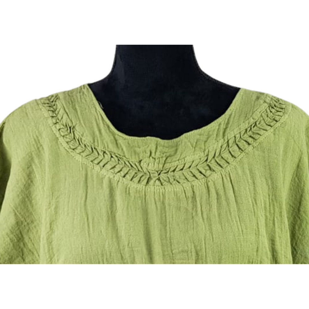 Blusa mariposa de manta con corte suelto, hecha en Oaxaca