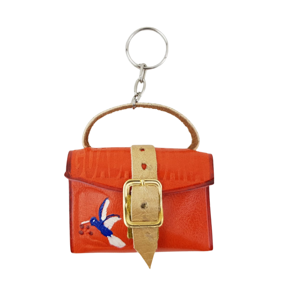 Llavero Guadalajara de piel mini en forma de bolsa, monedero, huarache, morral y sombrero