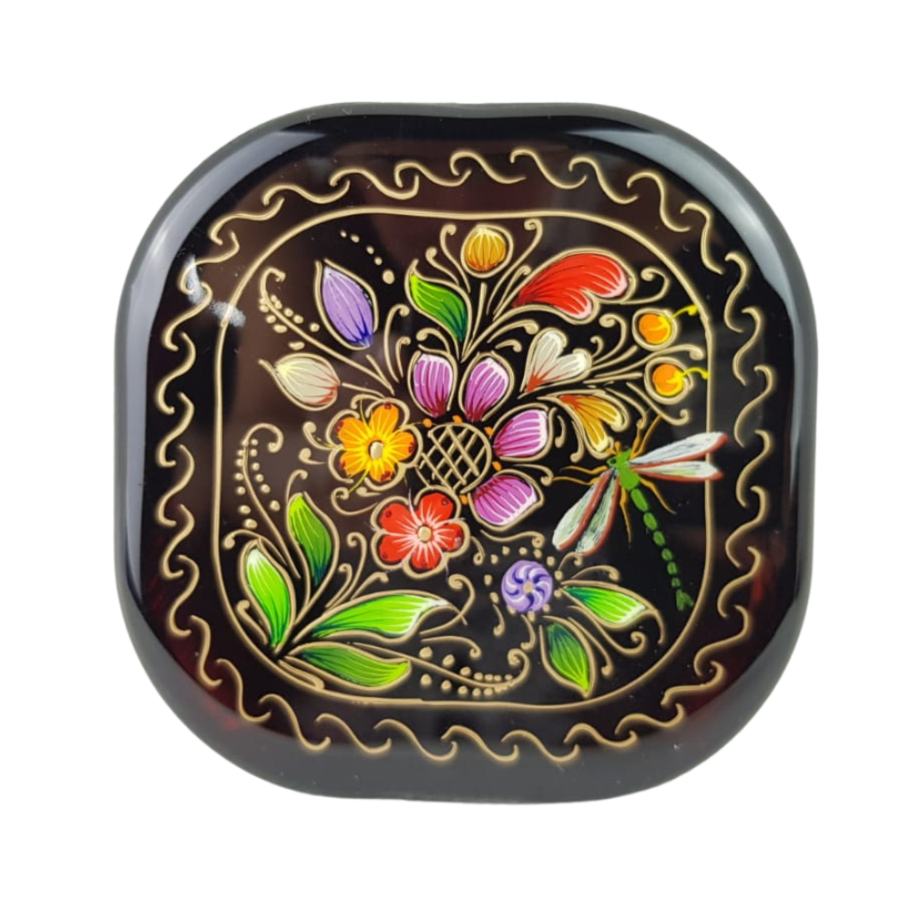 Espejo de bolsillo decorado con mariposas y flores