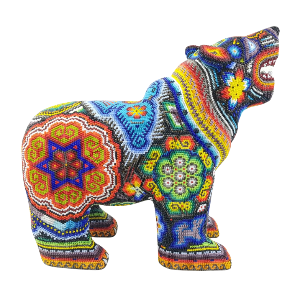 Oso de madera decoracion wixarica