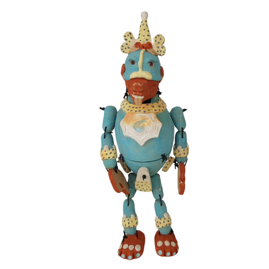 Títere de barro del dios prehispánico Quetzalcóatl, serpiente emplumada dios del viento, deidad Azteca