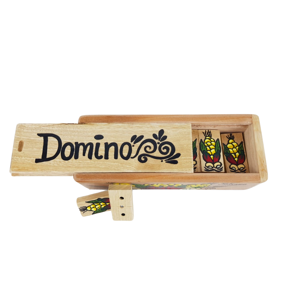 Dominó de madera, pintado a mano con temas mexicanos