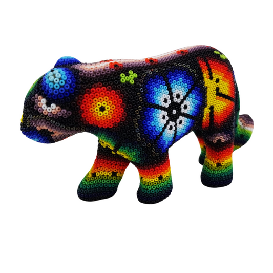 Jaguar wixárica hecho de papel maché