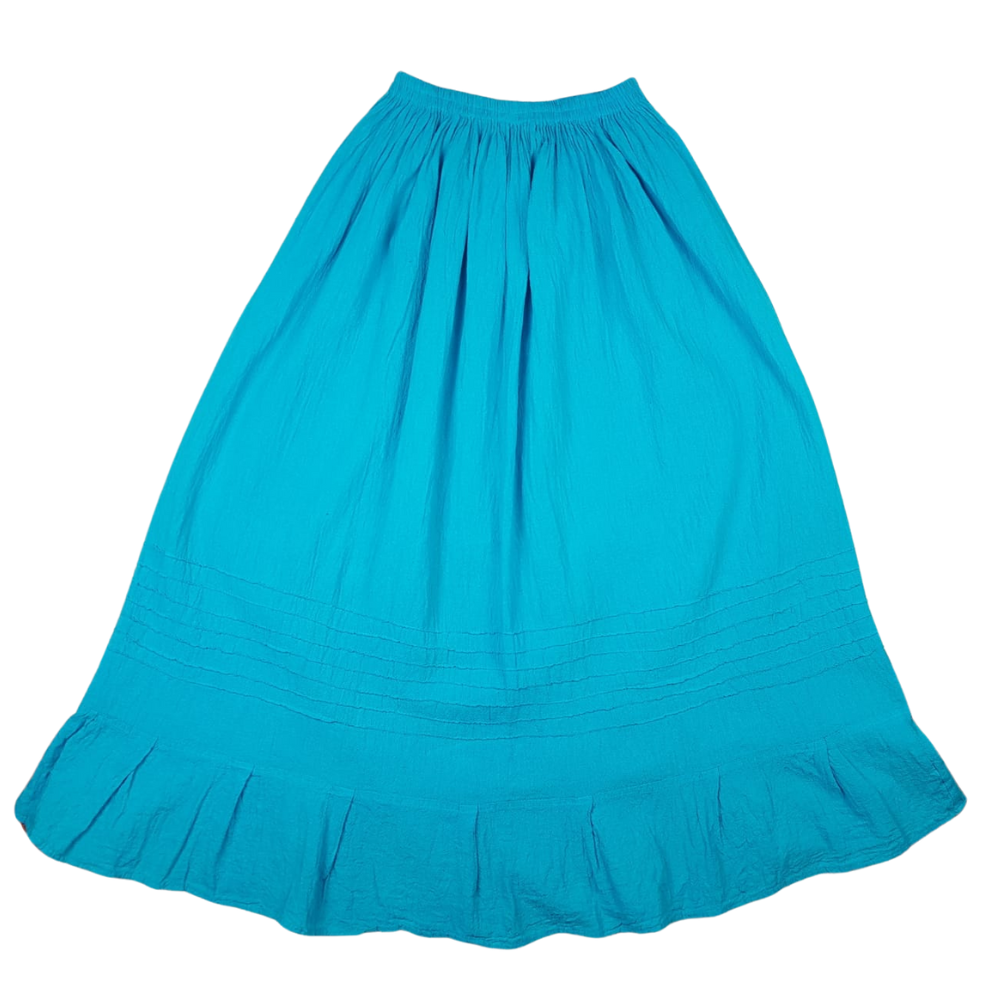 Falda Bertha, de manta teñida o natural, hecha en Oaxaca